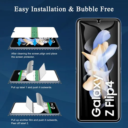 Vista 7 de Paquete de 6 protectores de pantalla para Samsung Galaxy Z Flip 4, protector de pantalla interno flexible EPU y protector de lente de cámara