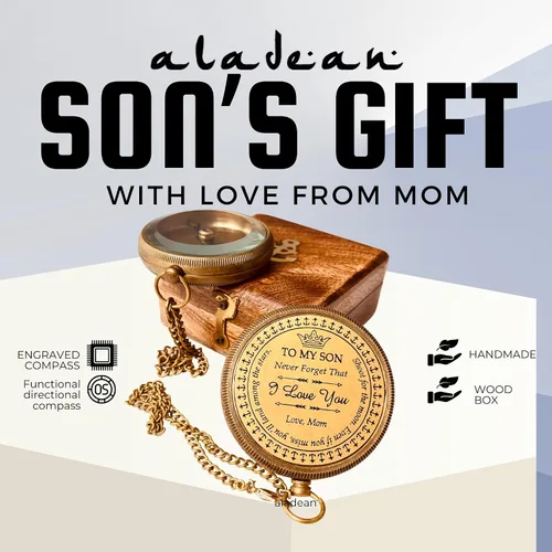 Vista 2 de Regalo para hijo de mamá y papá Brújula grabada de 5 cm - Regalos del padre al hijo, regalos de mamá al hijo para graduación 2025, bautizo