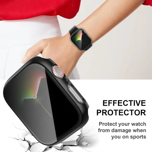 Vista 6 de Paquete de 2 fundas protectoras de pantalla para Apple Watch SE 2025 SE Series 6 5 4 SE de 40mm, protector de vidrio Anti-Espía, cubierta rígida