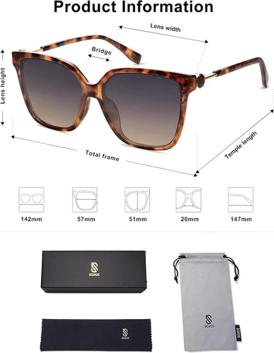 Vista 5 de SOJOS Gafas de sol cuadradas de moda para mujer, lentes de protección UV para mujer