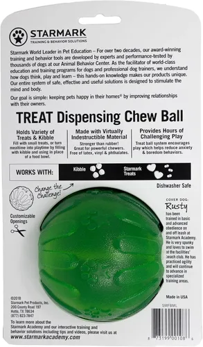 Vista 3 de Starmark Treat Dispensing Chew Ball - Juguete resistente para perros, mediano/grande para razas grandes