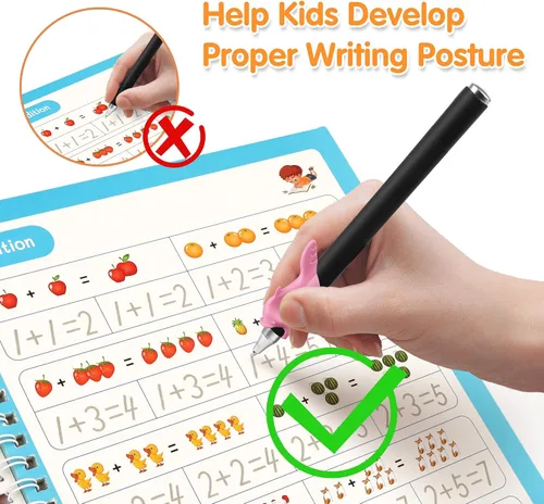 Vista 5 de Helsort Cuaderno de práctica grande con ranuras mágicas para niños, libro de trabajo de escritura a mano con ranurado reutilizable, aprende a