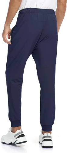 Vista 4 de Rapoo - Pantalones ligeros para hombre, de secado rápido, con 3 bolsillos con cremallera, para entrenamiento, pista, gimnasio y atletismo