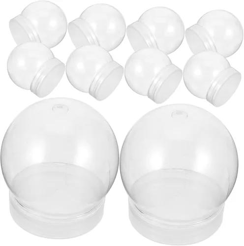 Vista 4 de Didiseaon Bombillas redondas, mini frascos, 30 unidades, globo de nieve, plástico, barro, transparente, globo, mini botellas de plástico