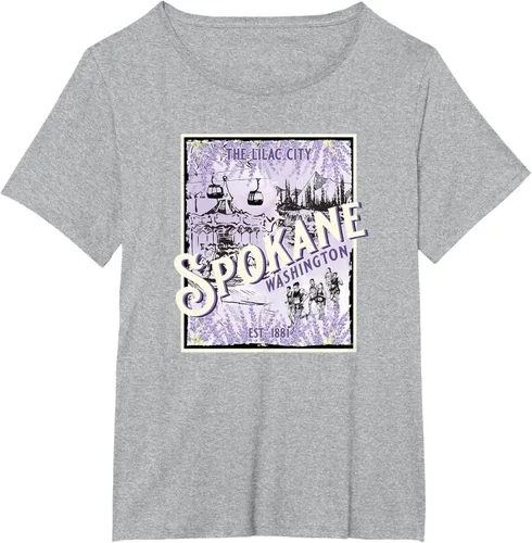 Vista 16 de Camiseta vintage Spokane Washington The Lilac City Carousel Waterfall, Negro