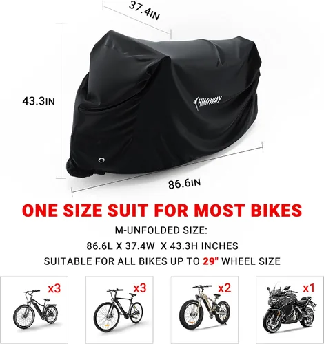 Vista 4 de Himiway Funda para bicicleta de neumáticos gruesos, impermeable, resistente, material Ripstop, antipolvo, lluvia, nieve, protección UV