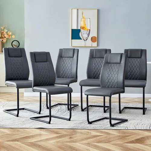 Vista 29 de Sillas De Comedor - Juego de 4 sillas de comedor modernas para cocina, con asiento tapizado de piel sintética, patas de metal con respaldo alto
