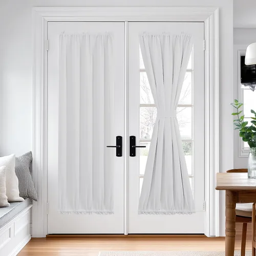 Vista 82 de Deconovo Cortinas opacas para puerta, bolsillo para cortinero y cortinas de bloqueo con aislamiento térmico para dormitorio, 137.16 x 189.2 cm, azul