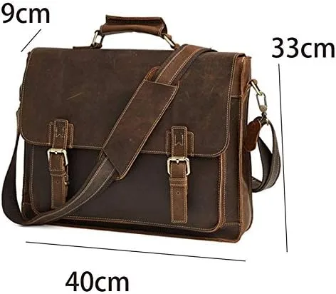 Vista 7 de BITWIT Shoulder Bags, Men's Briefcase Leather Men's Business Bag Retro Shoulder Bag Men's Men's Leather Bag (Color Black)