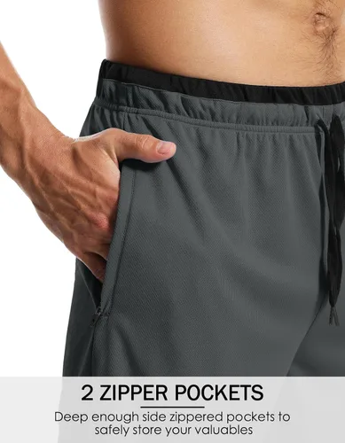 Vista 2 de Aolesy Pantalones cortos de baloncesto para hombre de 10 pulgadas, ligeros, de secado rápido, pantalones cortos atléticos para hombre, malla