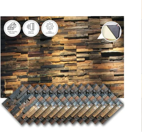 Vista 19 de 1 Panel de arte de pared de madera de Finlandia de alto grado estilo bloque estético Difusor de sonido acústico STC 27 Decoración para el hogar