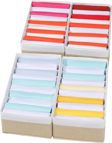 Vista 8 de Paquete de 4 organizadores de cajones de camisetas para ropa, caja de almacenamiento de armario con 10 compartimentos de rejillas, organizador