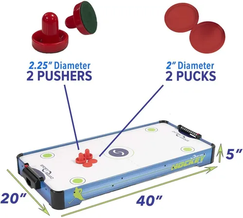 Vista 7 de Sport Squad HX40 40 inch Table Top Air Hockey Table for Kids and Adults - Electric Motor Fan - Includes 2 Pushers and 2 Air Hockey Pucks - Great for