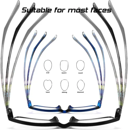 Vista 6 de Lentes de lectura para mujer, con bloqueo de luz azul, lectores de computadora, lentes flexibles antifatiga ocular/deslumbramiento/UV