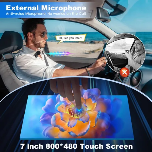 Vista 7 de Estéreo de auto doble DIN con Apple CarPlay y Android Auto, radio de coche con pantalla táctil HD de 7 pulgadas, receptores de audio Bluetooth