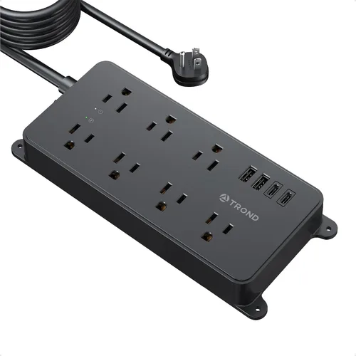 Vista 11 de TROND Regleta protectora contra sobretensiones, cable de extensión de 3 pies de enchufe plano, 5 tomas de corriente ampliamente espaciadas con 2 USB