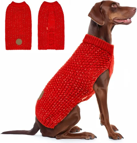 Vista 38 de KYEESE Suéter para Perro con Agujero para Correa para Perros Pequeños Machos Suéter Cálido con Hilo Reflectante Tejido Suave Ropa para Perros Machos