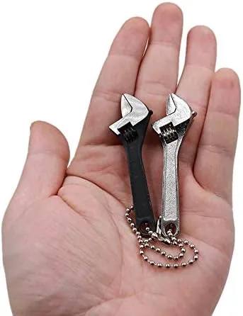 Vista 6 de Mini llave de 2.5 pulgadas/2.677 in, llave de tuerca ajustable, herramienta de mano, herramienta de mano, anillo de cadena de regalo