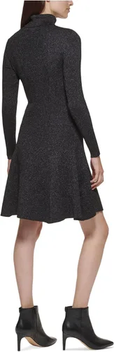 Vista 2 de Calvin Klein Womens Metallic Knee Length Sweaterdress