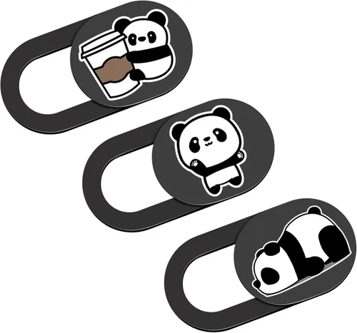 Vista 18 de Funda deslizante para cámara de laptop, 0.02 pulgadas, ultradelgada, linda con diseño de panda, para MacBook Pro, laptops, smartphone, Mac, PC Negro