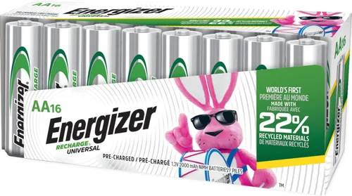 Vista 9 de Energizer Recarga pilas AA recargables universales (paquete de 16), baterías recargables dobles A