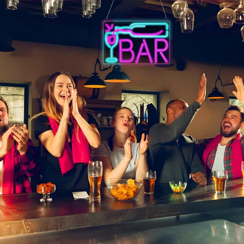Vista 5 de Letreros de neón para bar en casa, bar con atenuador de 10 niveles, luces de neón alimentadas por USB o batería para cueva de hombre, pub, club