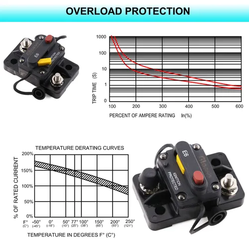 Vista 4 de Disyuntor manual de 12 V, 24 V, 15 A, reinicio manual para automóvil, RV, solar, marina, automoción, 12 voltios, 32 V CC, disyuntor de motor