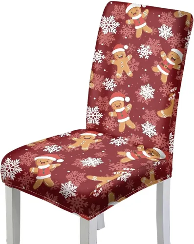 Vista 8 de HUGS IDEA Juego de 4 fundas para sillas de comedor de Navidad, fundas elásticas para sillas de cocina, fundas elásticas para sillas de comedor