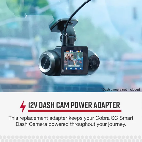Vista 4 de Cobra SC Smart Dash Cam Series Adaptador de corriente de 12 voltios con cable MicroUSB con cable de 6 pies (CA-CLAMICRO-01)