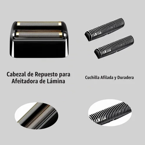 Vista 3 de Lámina de repuesto y cortador para máquinas de afeitar Babyliss Pro MetalFX de doble lámina, 2 unidades, color negro