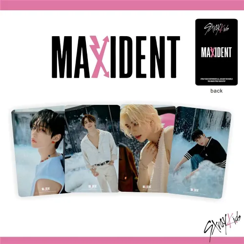 Vista 3 de Kpop Stray Kids Maxident Album Photocards + Stray Kids Ring Merch Set (D)