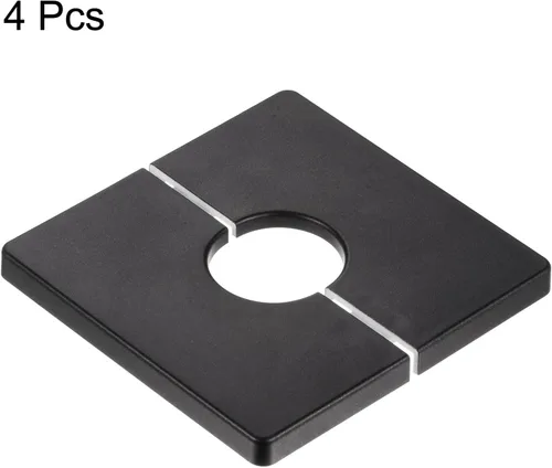 Vista 3 de uxcell 4 bridas divididas para pared, placa cuadrada de ABS autoadhesiva con orificio de 1.102 in/1.1 pulgadas de diámetro, cubierta de tubería