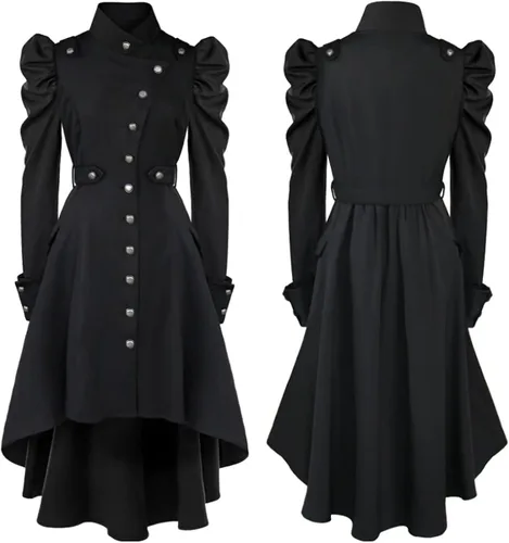 Vista 2 de Oiefeen Gabardina larga medieval gótica para mujer, disfraz de Halloween