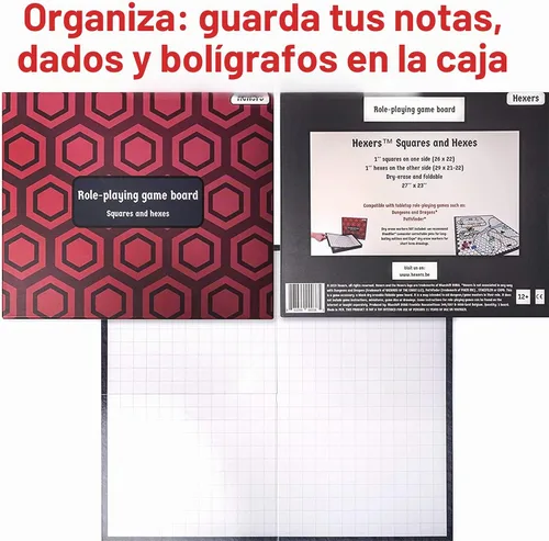 Vista 6 de Tablero de juego con papel hexers: alternativa vinilo esterilla, dungeons and dragons d & d dnd pathfinder rpg compatible, 27 pulgadas x 23