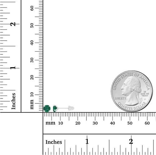 Vista 4 de Aretes de tuerca con rosca de oro macizo de 14 quilates, hipoalergénicos, de 0.157in, con piedra natal redonda, circonita