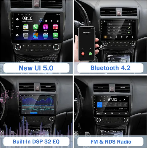 Vista 5 de Radio de coche Android para Honda Accord 7ª 2003 2004 2005 2006 2007, estéreo de coche integrado Carplay y Android Auto, con navegación GPS, WiFi