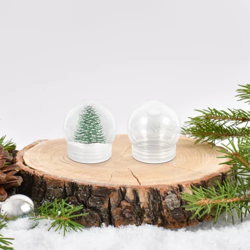 Vista 4 de DECHOUS Kit de globos de nieve de 5.1 fl oz, bolas de Navidad de plástico para decoración de bolas de Navidad transparentes de burbujas de plástico