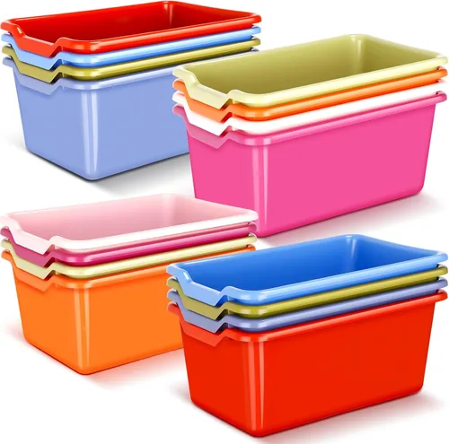 Vista 13 de Dandat 16 cubos para libros de plástico para aula, serie azul