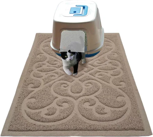Vista 15 de PetLike - Alfombrilla que atrapa la arena cuando los gatos salen de la caja de arena, alfombrilla que pueden usar los gatos para comer, es suave