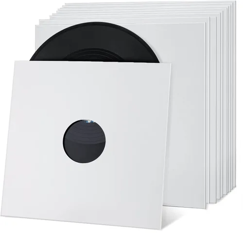 Vista 13 de Facmogu 10 piezas de 30,48 cm de fundas para discos de vinilo LP, fundas de discos de vinilo de cartón de 350 g/m² con acabado kraft, fundas