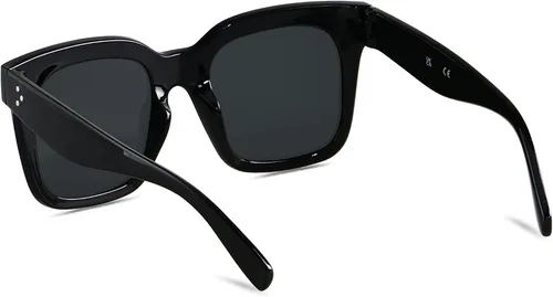 Vista 2 de ANDWOOD Lentes de sol de gran tamaño para mujer, marco ancho cuadrado, retro, moderno, protección UV