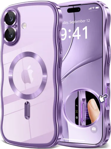 Vista 38 de GVIEWIN Funda para iPhone 16 Pro Compatible con MagSafe, Mejorada [Protección Completa de la Cámara][Marco de Ondas Lindo][Protección de Grado
