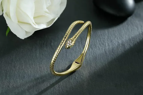 Vista 5 de Presentski Pulseras de serpiente, brazalete abierto de oro, joyería de serpiente para mujer, pulsera de derivación ajustable