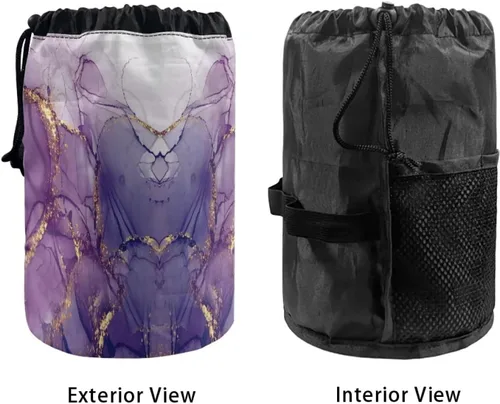 Vista 3 de COEQINE Bolsas de maquillaje con cordón, bolsas de gran capacidad para mujeres, bolsas de aseo femeninas para viajes y trabajo, Púrpura