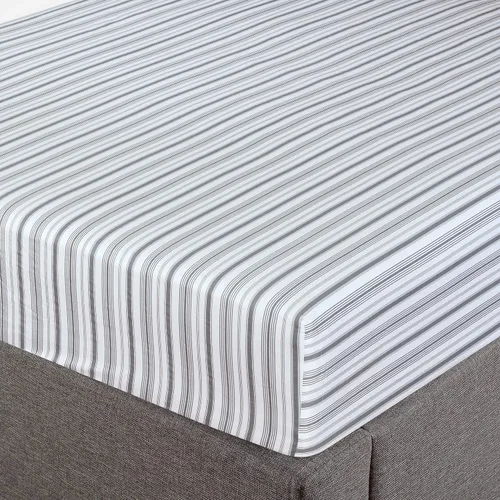 Vista 27 de Feather & Stitch - Sábana bajera ajustable de 100 % algodón, tejido satén de damasco, transpirable a rayas, sábana elástica para colchón de 18