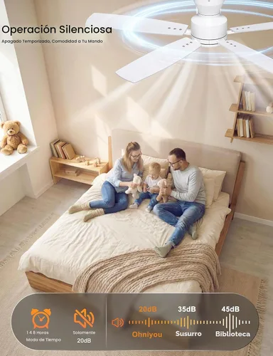 Vista 5 de Ohniyou Ventilador de techo de perfil bajo de 52 pulgadas, sin luz, para Blanco