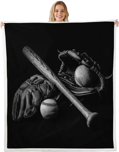 Vista 12 de Golf Printed Bed Blanket,Golf Club Lovers Blankets for Couch or Bed,Sports Theme Ball Game Fleece Blanket Soft Warm,Black Bedding for Kids Adults
