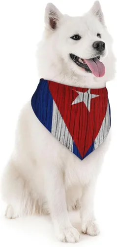 Vista 4 de Textura de madera bandera cubana perro bandana bufanda triángulo baberos accesorios mascotas gato pañuelo