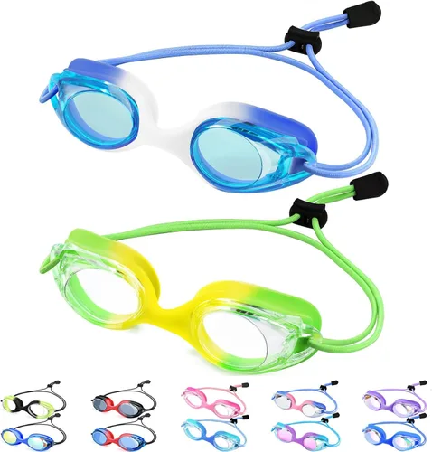 Vista 12 de Vvinca Kids Swim Goggles with Bungee Strap，Quick Adjust Kids Goggles 3-14