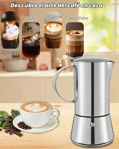 Vista 4 de Cafetera Express de acero inoxidable 304, 2 tazas Plateado (Classic Silver)